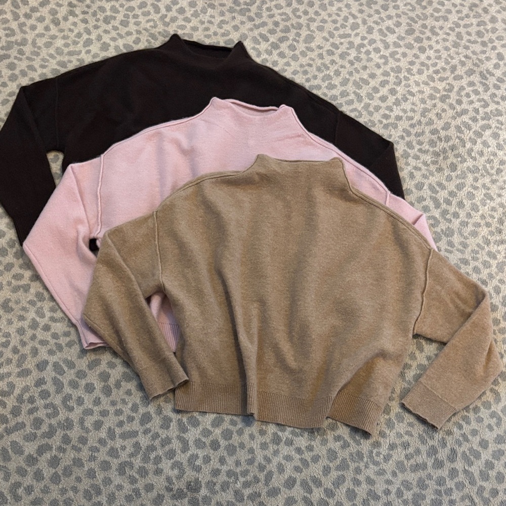 Anthropologie Pilcro Ayani Cashmere Sweater set - Chocolate brown, Pink, and Tan - Picture 3 of 15